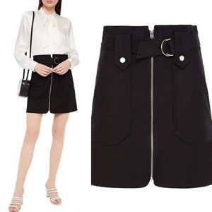 BA&SH Walter Belted Cotton Twill Mini Skirt S